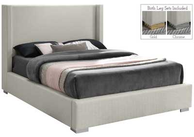 Image for Royce Beige Linen Textured Fabric Full Bed (3 Boxes)