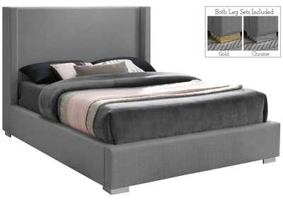 Image for Royce Grey Linen Textured Fabric Full Bed (3 Boxes)