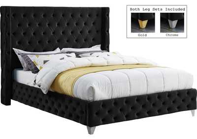 Image for Savan Black Velvet Full Bed