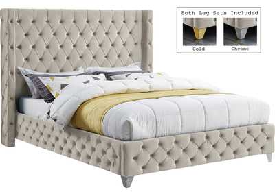 Image for Savan Cream Velvet Full Bed