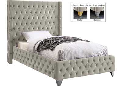 Image for Savan Cream Velvet Twin Bed