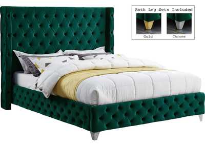 Image for Savan Green Velvet Full Bed