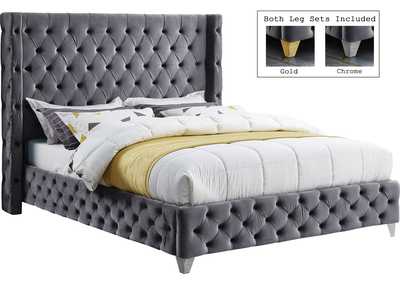 Image for Savan Grey Velvet Full Bed