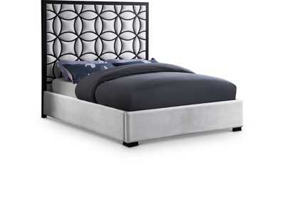 Image for Taj White Velvet Queen Bed
