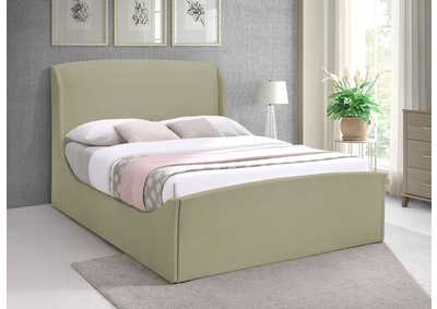 Image for Twin Beige Velvet Queen Bed (3 Boxes)