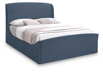 Image for Twin Blue Velvet King Bed (3 Boxes)