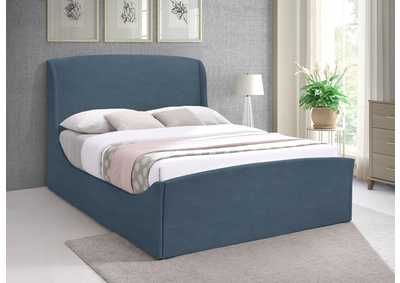 Image for Twin Blue Velvet Queen Bed (3 Boxes)