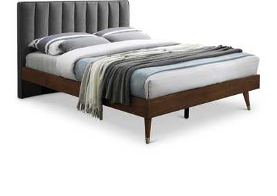 Image for Vance Grey Linen Textured Fabric Queen Bed (3 Boxes)