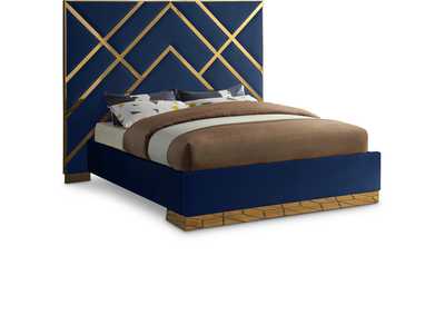 Image for Vector Navy Velvet Queen Bed