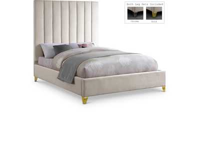 Image for Via Cream Velvet Queen Bed