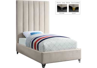 Image for Via Cream Velvet Twin Bed