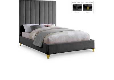 Image for Via Grey Velvet Queen Bed