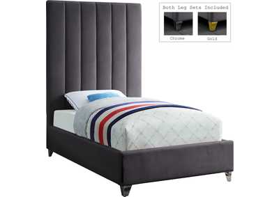 Image for Via Grey Velvet Twin Bed