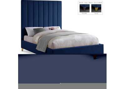 Image for Via Navy Velvet Queen Bed