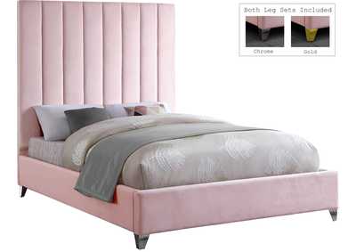 Image for Via Pink Velvet Full Bed