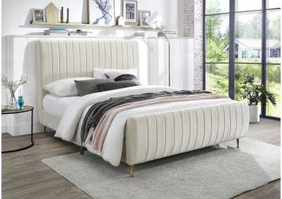 Image for Zara Cream Velvet Full Bed (3 Boxes)