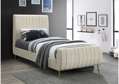 Image for Zara Cream Velvet Twin Bed (3 Boxes)