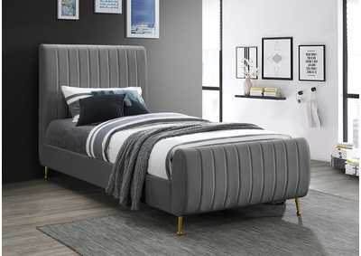 Image for Zara Grey Velvet Twin Bed (3 Boxes)