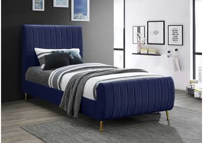 Image for Zara Navy Velvet Twin Bed (3 Boxes)