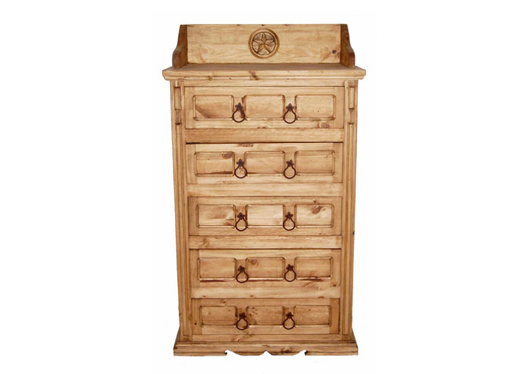 San Gabriel 5 Drawer Chest w/Star,Million Dollar Rustic