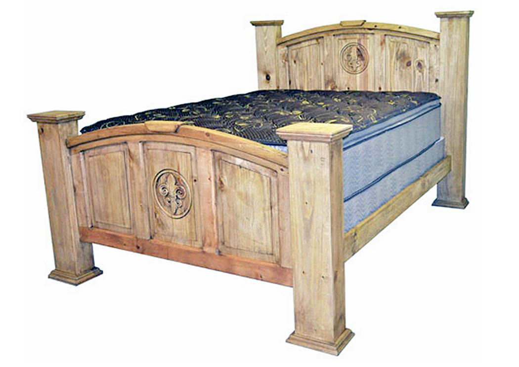 Mansion Queen Bed w/Fleur-De-Lis,Million Dollar Rustic