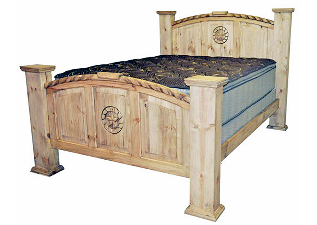 Mansion Queen Bed w/Rope And Star,Million Dollar Rustic