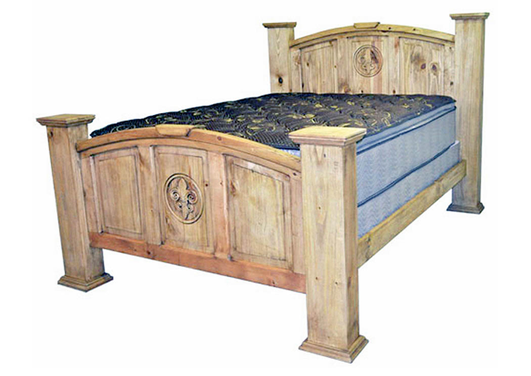 Mansion King Bed w/Fleur-De-Lis,Million Dollar Rustic