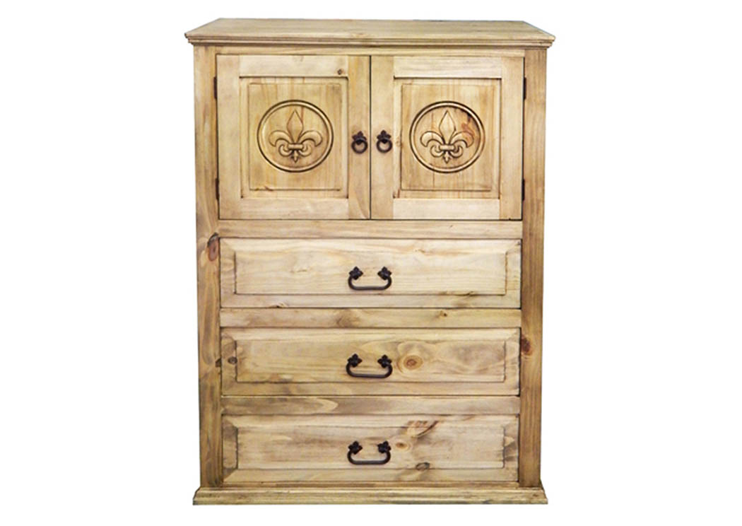 Econo 2 Door 3 Drawer Chest w/Fleur-De-Lis,Million Dollar Rustic