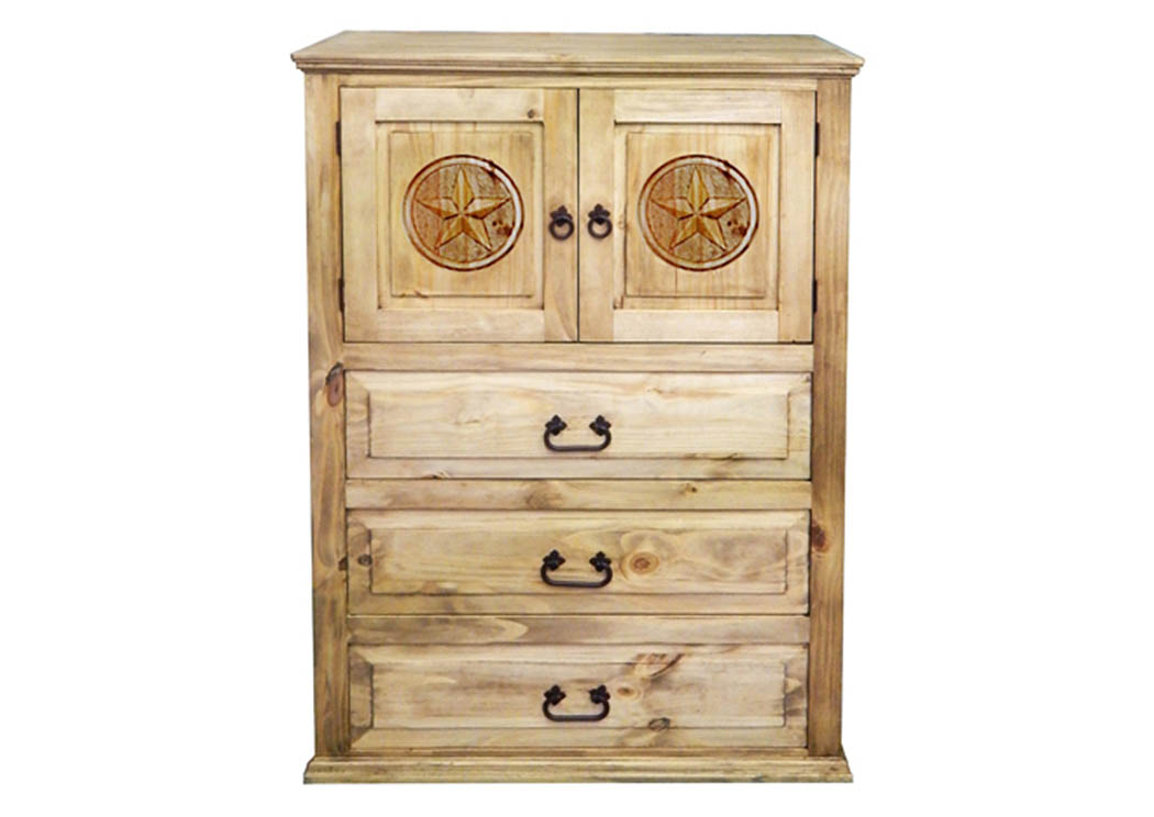 Econo 2 Door 3 Drawer Chest w/Stars,Million Dollar Rustic