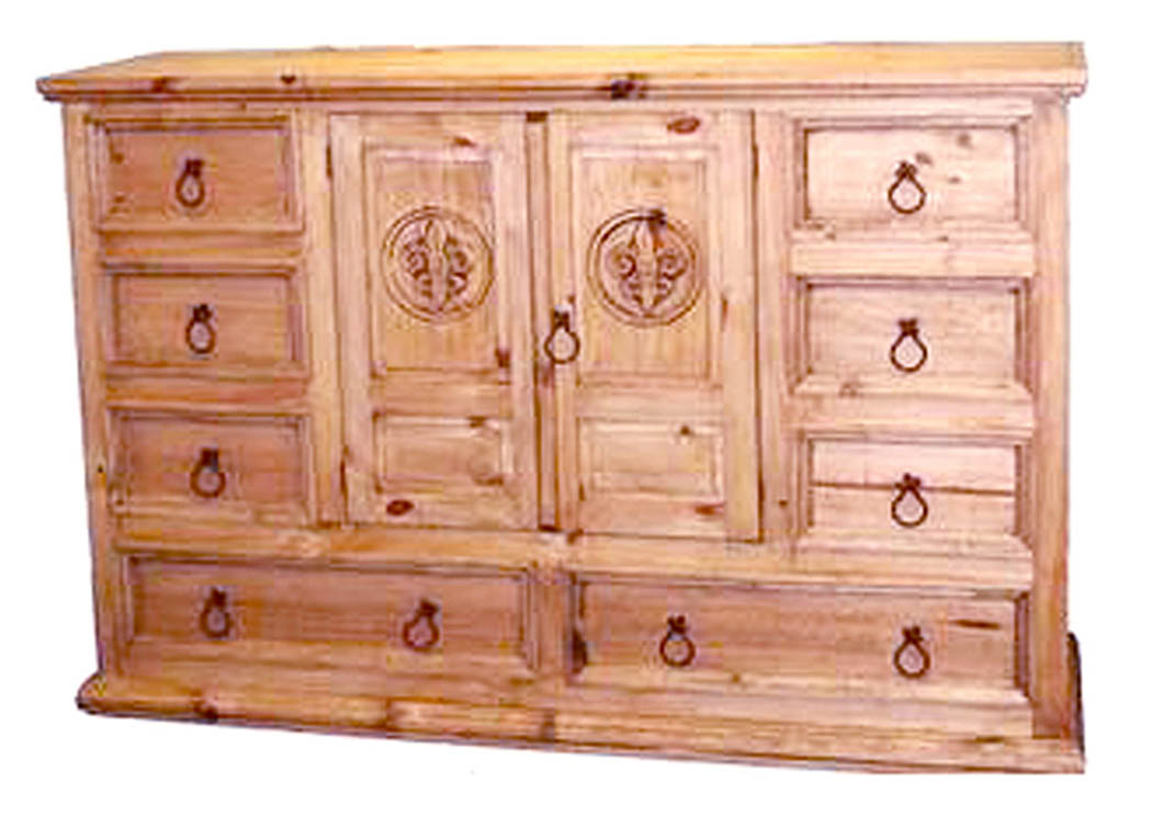 Mansion Dresser w/Fleur-De-Li,Million Dollar Rustic