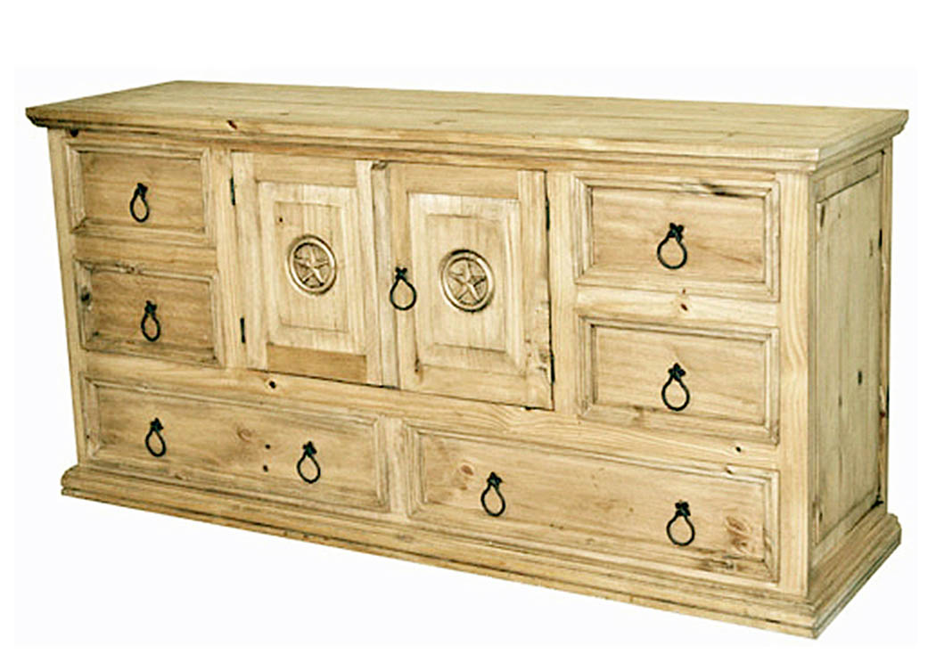 2 Door 6 Drawers Dresser Star,Million Dollar Rustic