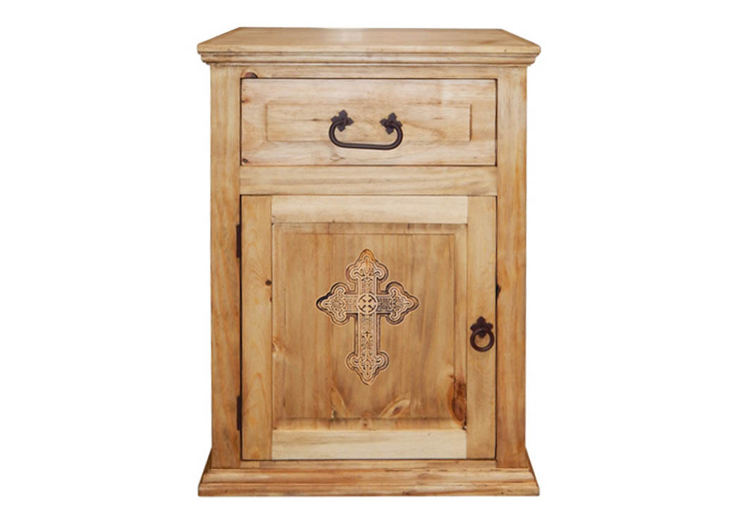 Econo 1 Drawer 1 Door Nightstand w/Cross,Million Dollar Rustic