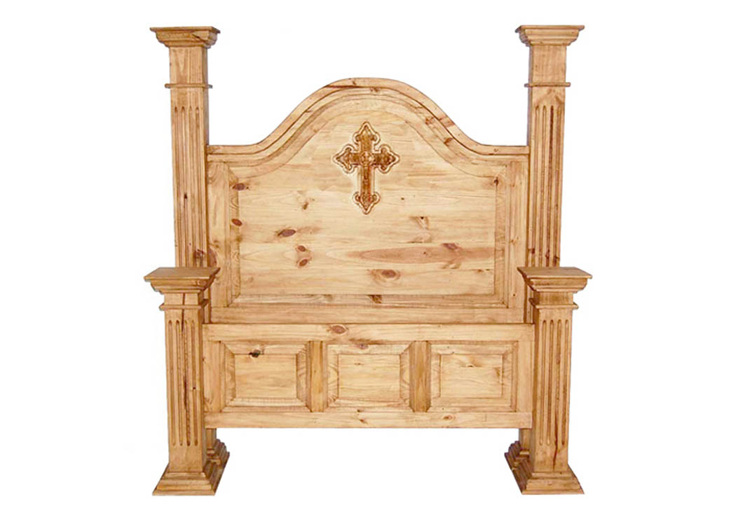 Tall Queen Poster Bed w/Cross,Million Dollar Rustic