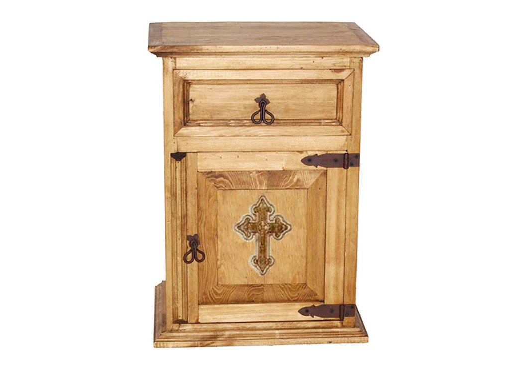 1 Drawer Nightstand w/Cross,Million Dollar Rustic