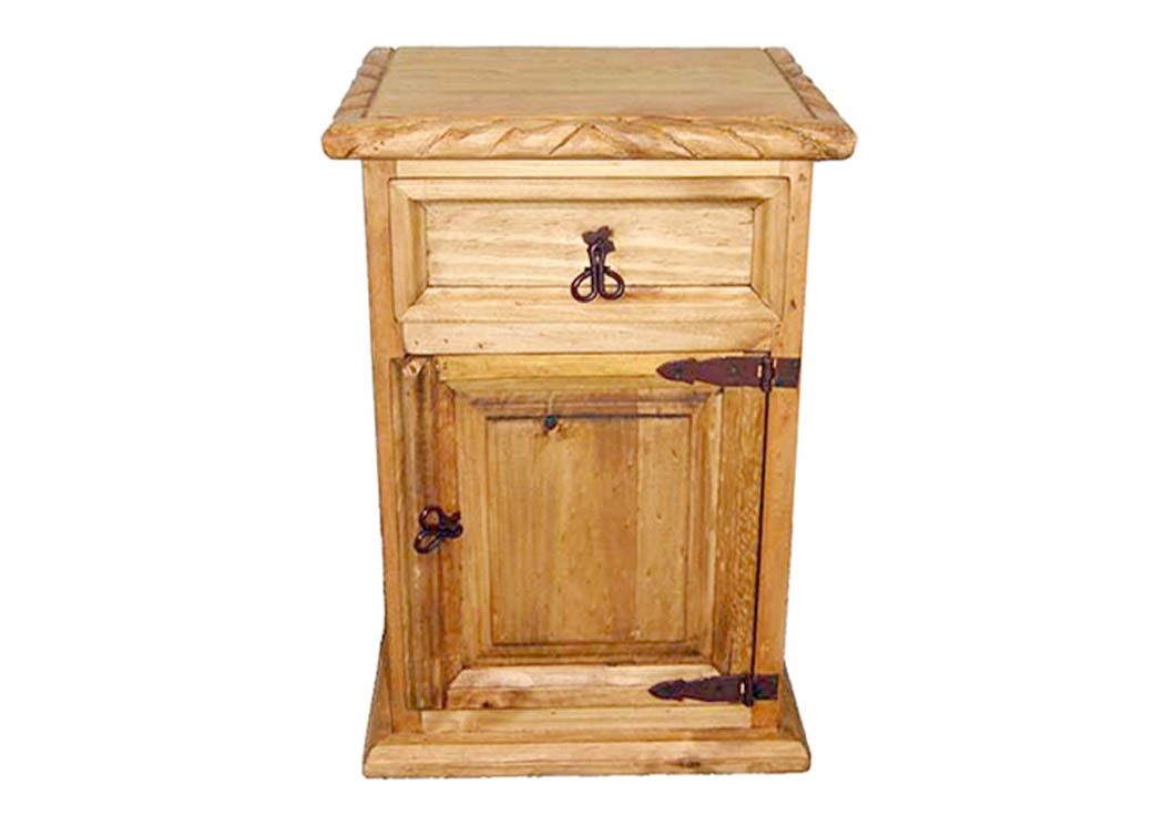 1 Drawer 1 Door Nightstand w/Rope,Million Dollar Rustic