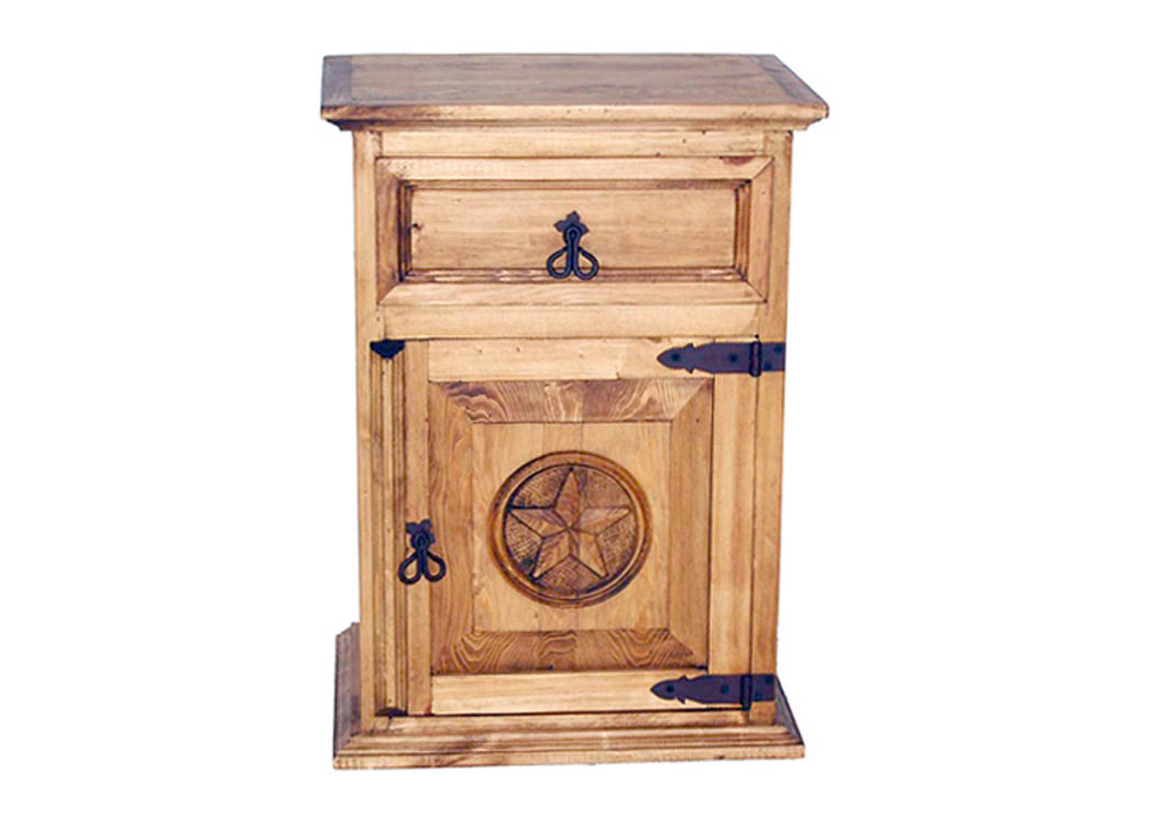 1 Drawer 1 Door Nightstand w/Star,Million Dollar Rustic