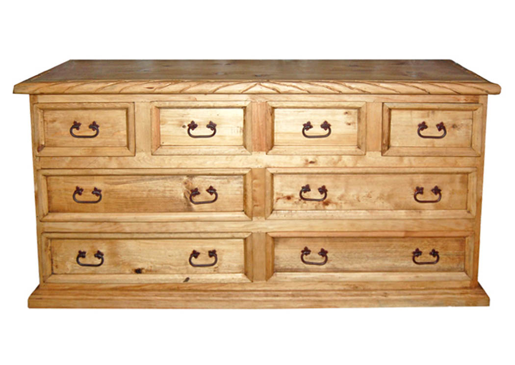 65" 8 Drawer Dresser w/Rope,Million Dollar Rustic