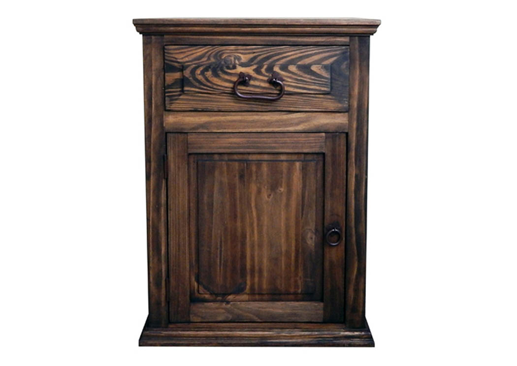 Medium Wax Econo 1 Door 1 Drawer Nightstand,Million Dollar Rustic