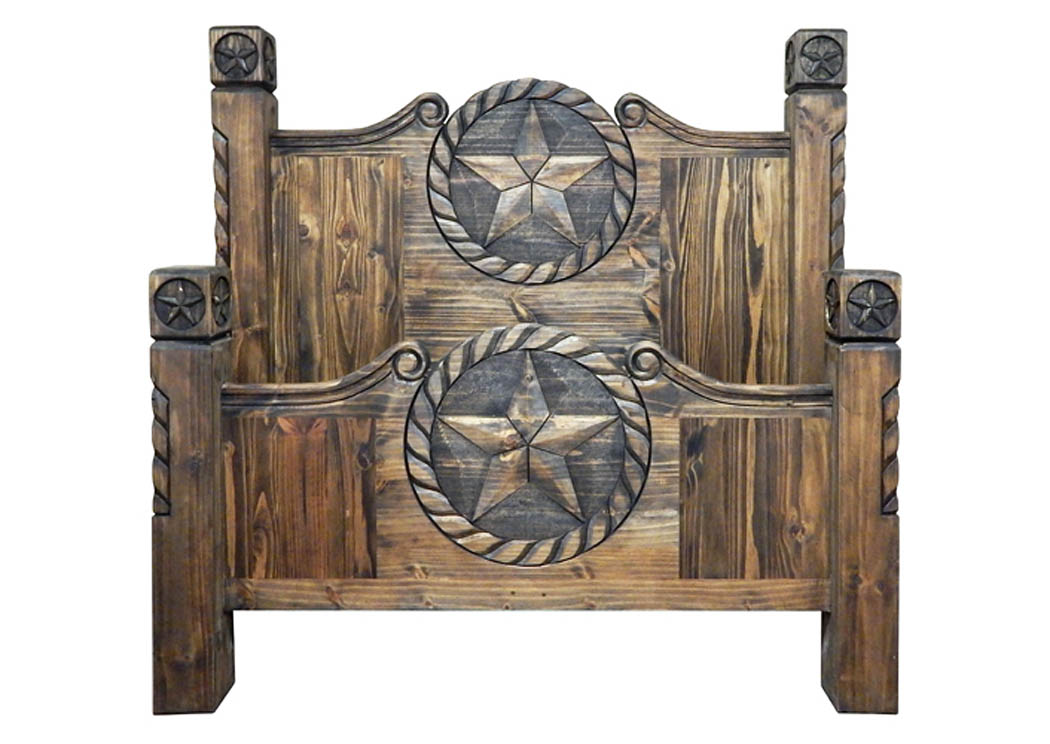 Medium Wax Queen Rope Star Poster Bed,Million Dollar Rustic