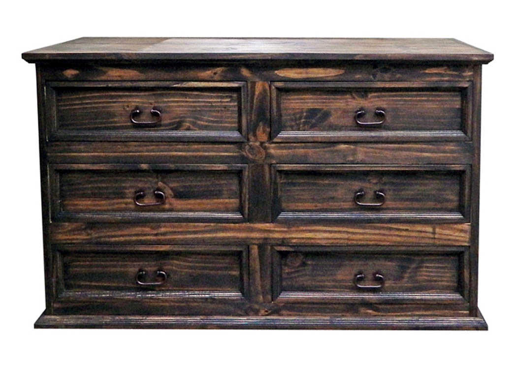 Medium Wax Budget 6 Drawer Dresser,Million Dollar Rustic
