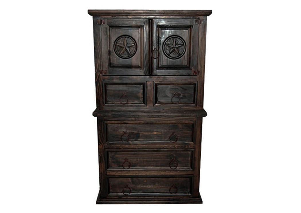 Dark Mansion Door Chest w/Star,Million Dollar Rustic
