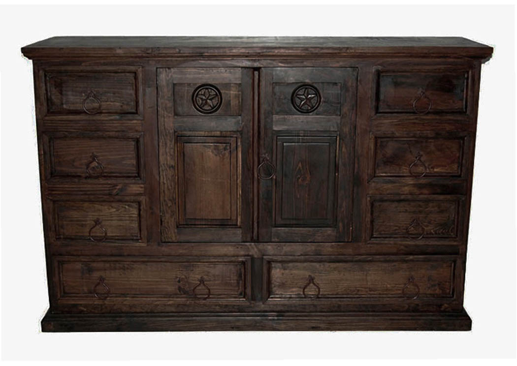 Dark Mansion Dresser w/Star,Million Dollar Rustic