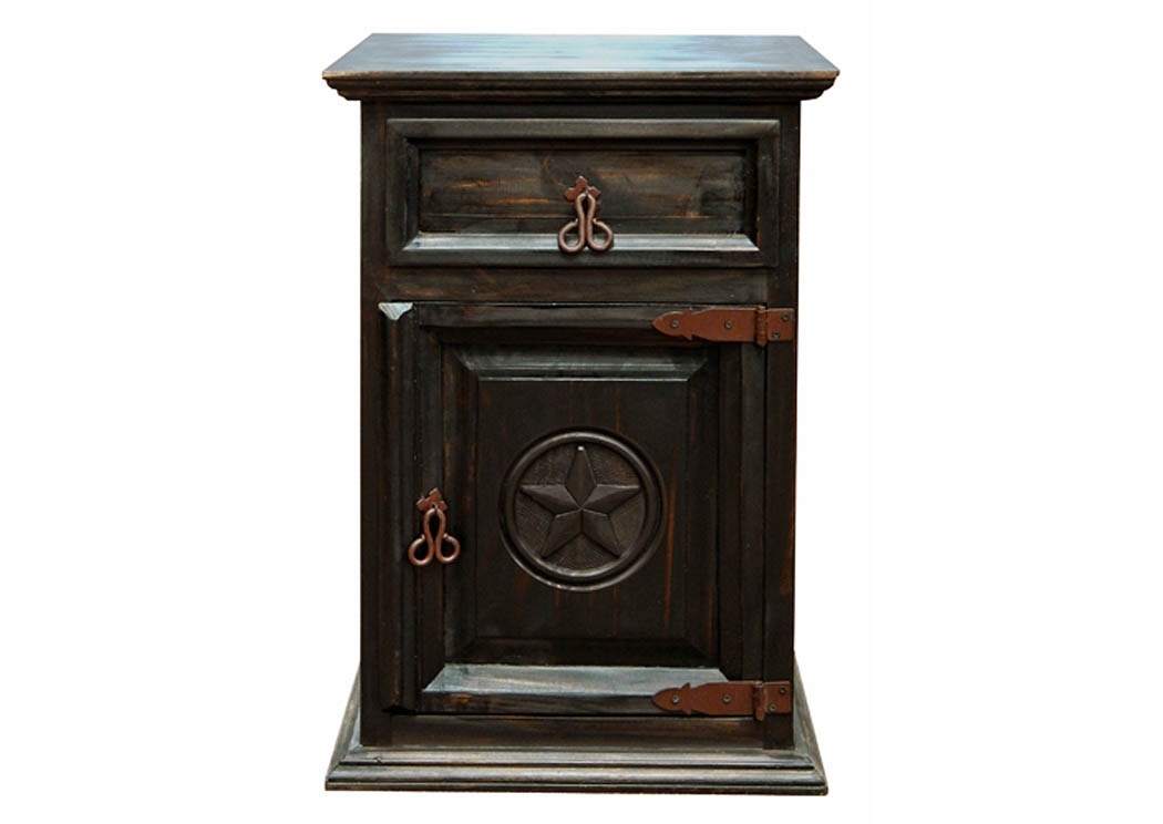 Dark 1 Drawer 1 Drawer Nightstand w/Star,Million Dollar Rustic