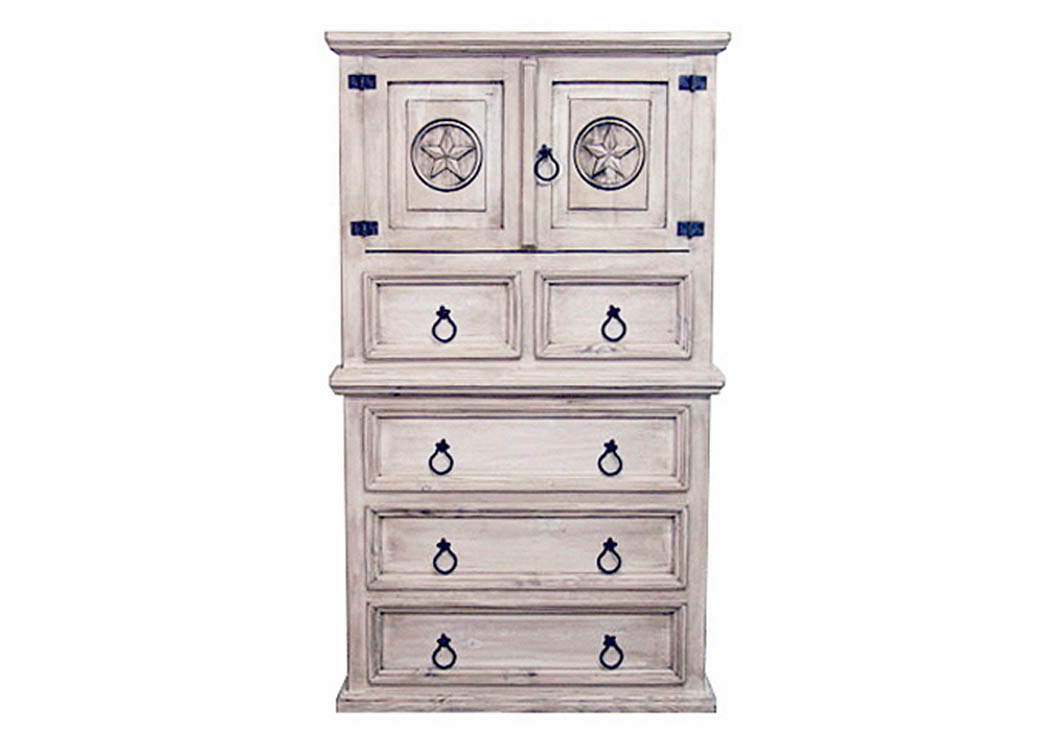 White Wash Mansion Chest w/Star,Million Dollar Rustic