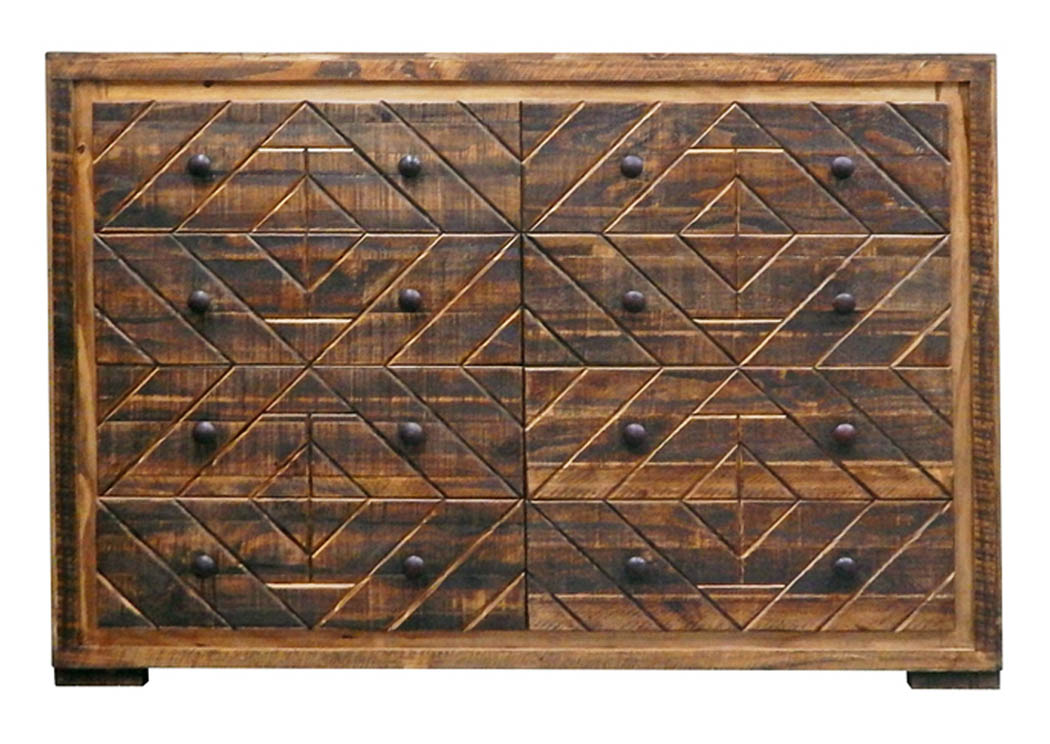 Diagonal 8 Drawer Dresser,Million Dollar Rustic