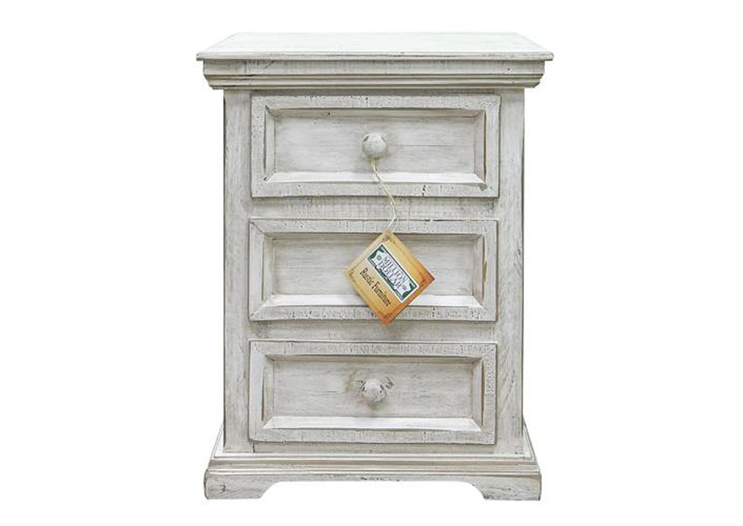 Weathered White Mild Nightstand,Million Dollar Rustic