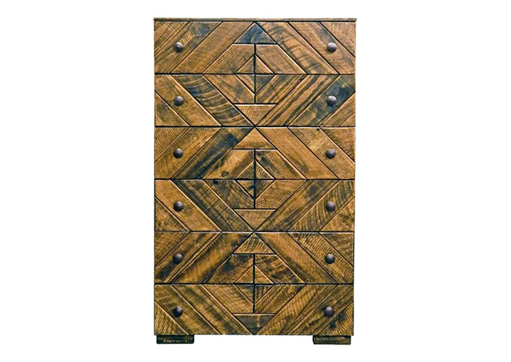 Diagonal Old 6 Drawer Chest,Million Dollar Rustic