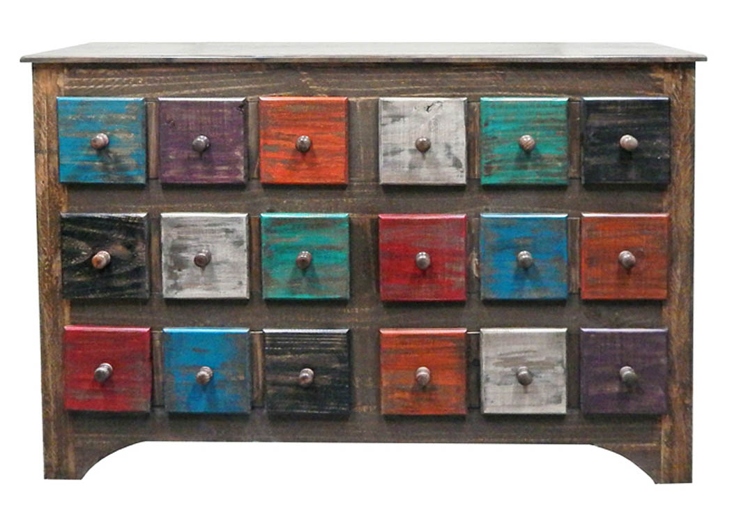 Arco Multi Color 6 Drawer Dresser,Million Dollar Rustic