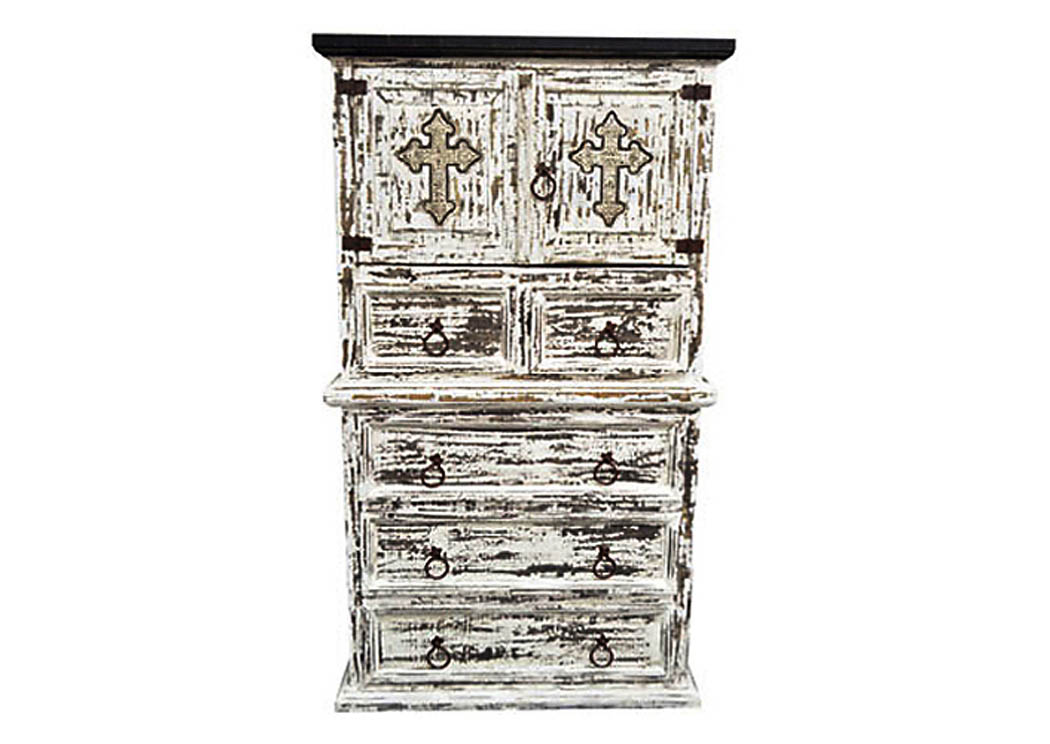 White Scraped Chest w/Cross,Million Dollar Rustic