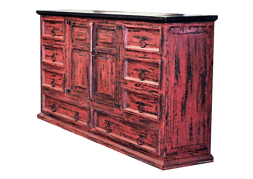 Red Scraped Mansion Dresser,Million Dollar Rustic